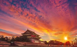 天安门晚霞延时