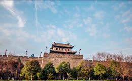西安古城墙城楼延时摄影