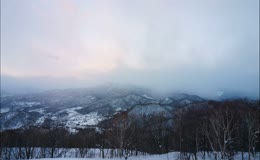 冬季山林雪清晨日出延时
