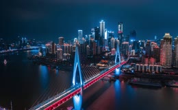 重庆东水门大桥车流夜景移动延时