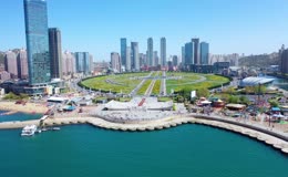 航拍大连星海广场
