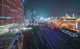城市夜景交通穿梭