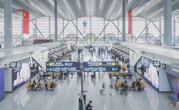 机场航站楼俯视延时