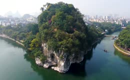 航拍桂林象鼻山临江全景