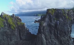 航拍海岸悬崖大海