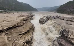 山西临汾壶口瀑布航拍视频