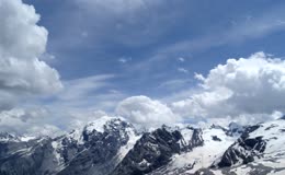 蓝天白云下的雪山
