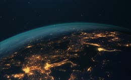 地球太空自转地球夜晚