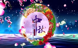 国风中秋花瓣飘落画面