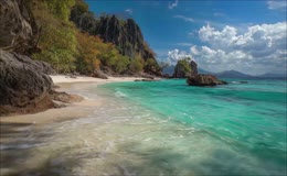 浅滩透蓝近海海岸