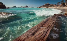 海浪拍打木质栈桥