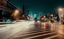 夜晚道路车流延时
