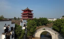 航拍合肥三河古镇景区