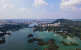 航拍湖北赤壁陆水湖风景区